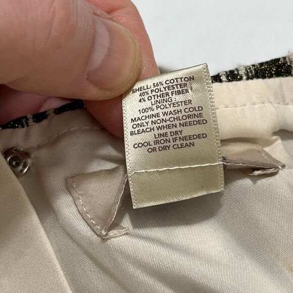 Loft Outlet Skirt Womens 0 Black White Short‎ Cotton Polyester Zip Closure - Picture 7 of 8